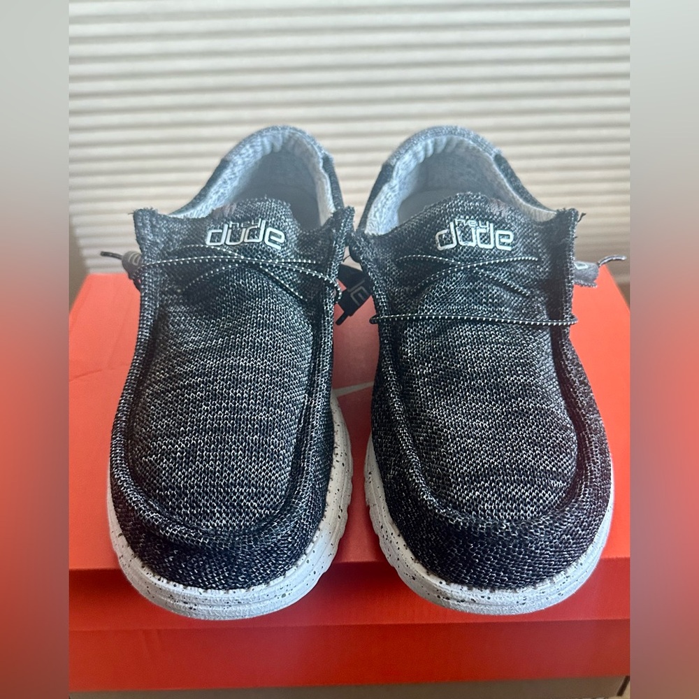 Hey Dude Charcoal and White Slip-On Loafers